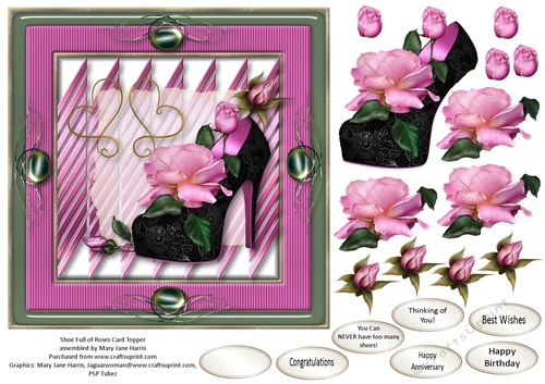 Shoe Full of Roses Card Topper 