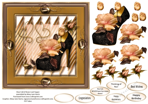 Shoe Full of Roses Card Topper 2