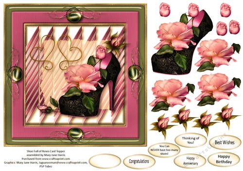 Shoe Full of Roses Card Topper 3