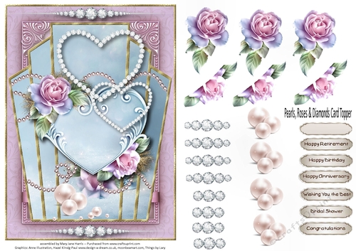 Pearls, Roses, & Diamonds Card Topper 