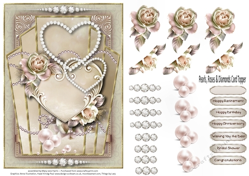 Pearls, Roses, & Diamonds Card Topper 2