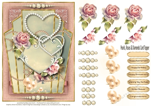 Pearls, Roses, & Diamonds Card Topper 3