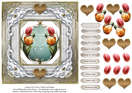 Victiorian Era Frame & Tulips Card Topper 