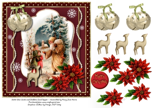 Yester-Year Santa & Children Card Topper 