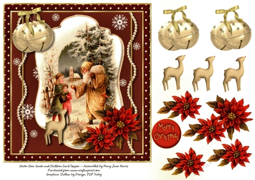 Yester-Year Santa & Children Card Topper 2