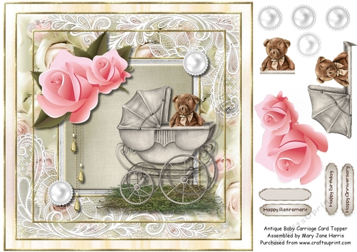 Antique Baby Carriage Card Topper 