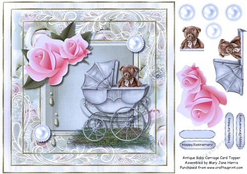 Antique Baby Carriage Card Topper 2