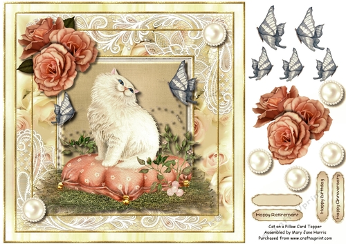 Cat on a Pillow Card Topper 2