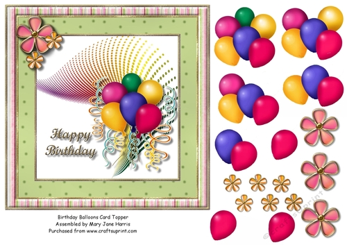 Birthday Balloons Card Topper 
