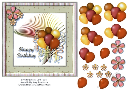 Birthday Balloons Card Topper 2