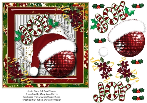 Santa Disco Ball Card Topper