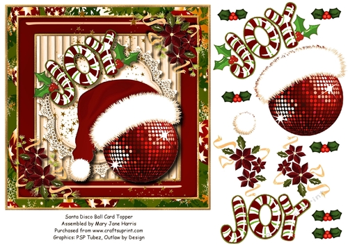 Santa Disco Ball Card Topper 2