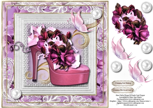 Show Filled with Roses & Pearls Card Topper 