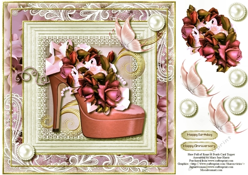 Show Filled with Roses & Pearls Card Topper 2