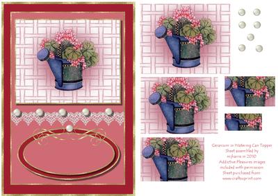 Geranium Pyramid in Watering Can Topper
