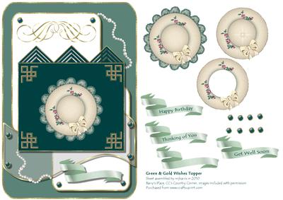 Green & Gold Wishes Card Topper