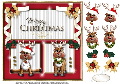 Silly Reindeer Christmas Card Topper 
