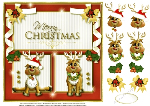 Silly Reindeer Christmas Card Topper 2