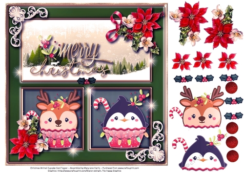 Christmas Animal Cupcake Card Topper 2