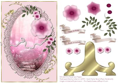 Delicate Pink Floral Card Topper