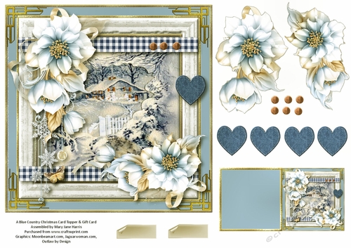 A Blue Country Christmas Card Topper & Gift Card 