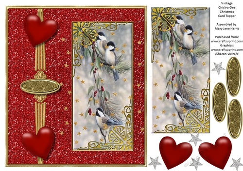 Vintage Chick-a-Dee Christmas Card Topper 