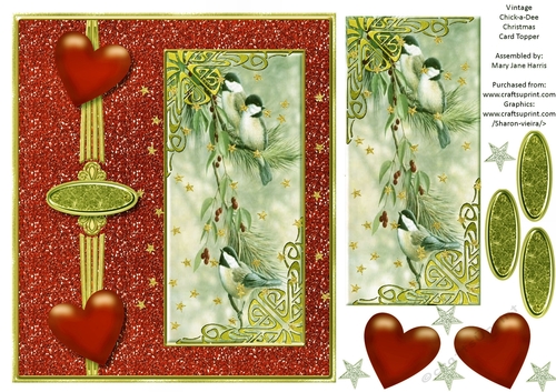 Vintage Chick-a-Dee Christmas Card Topper 2