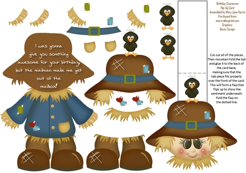 Birthday Scarecrow Flip-Up Card