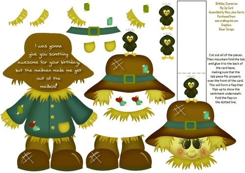 Birthday Scarecrow Flip-Up Card 2