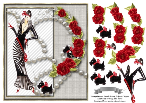 Vintage Fashion Plate & Scottie Dog 