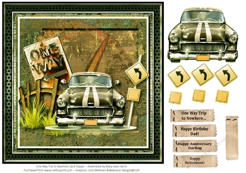 One Way Trip to Nowhere Card Topper 