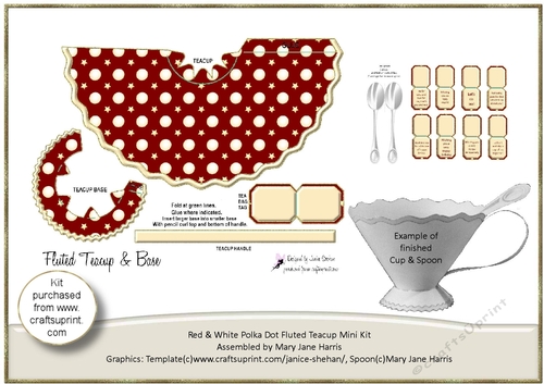 Red & White Polka Dot Fluted Teacup Mini Kit