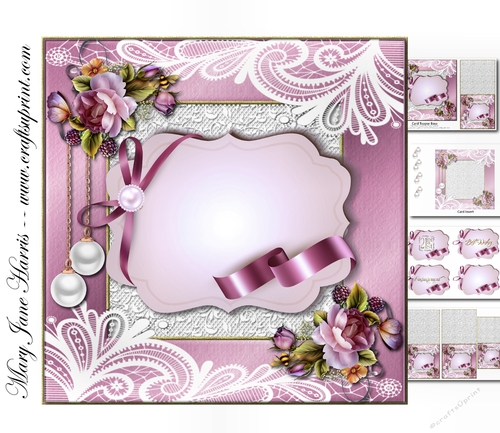 Satin Pearls & Lace Card Topper Mini Kit 1
