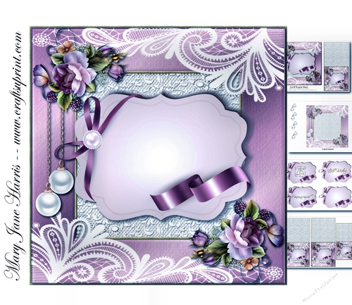 Satin Pearls & Lace Card Topper Mini Kit 2