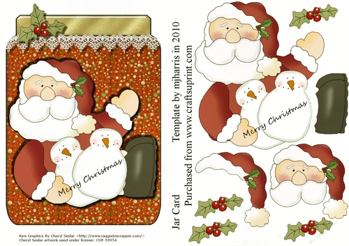 Silly Santa in a Jar Card Topper