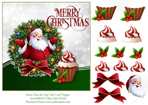 Santa Claus & Cup Cake Card Topper
