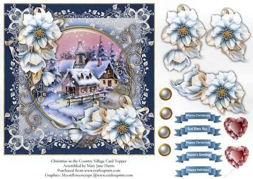 Christmas in the Country Village Card Topper 