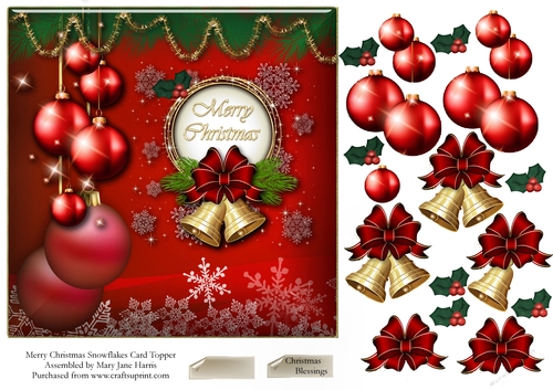 Merry Christmas Snowflakes Card Topper