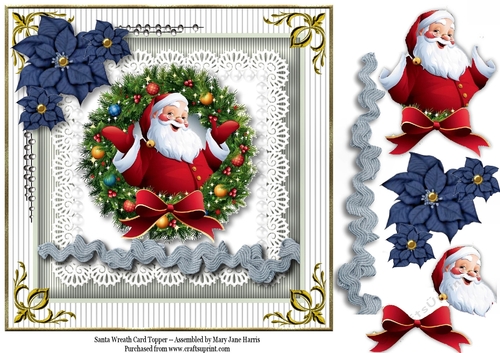 Santa Wreath Card Topper