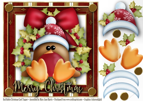 Red Robin Christmas Card Topper