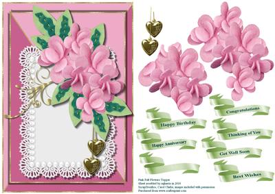 Pink Felt Flowers Card Topper