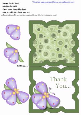 Thank You Green Square Border Card 14