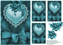 Teal Roses of Love Card Toppers