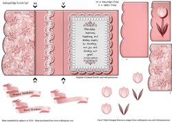 Pink Tulip Scalloped Tri-fold Edge Card
