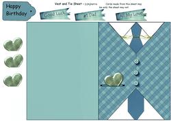 Vest & Tie Card in Teal