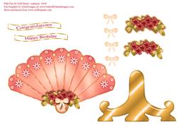 Peach Colored Fan & Stand