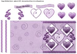 Purple Birthday Hearts Card