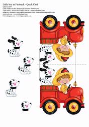 Quick Card - Little Boy in Firetruck