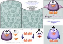Rounded Envelope Card - Silly Birds