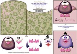 Rounded Envelope Card - Silly Birds 3